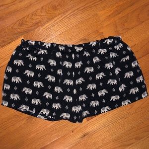 Black elephant patterned shorts